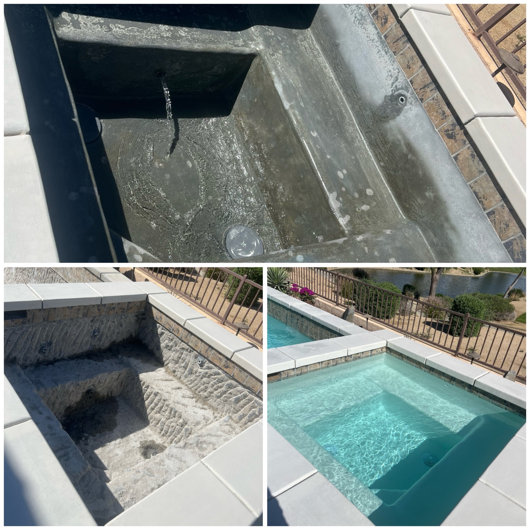 Spa Replaster & Refinish before and after pool remodel