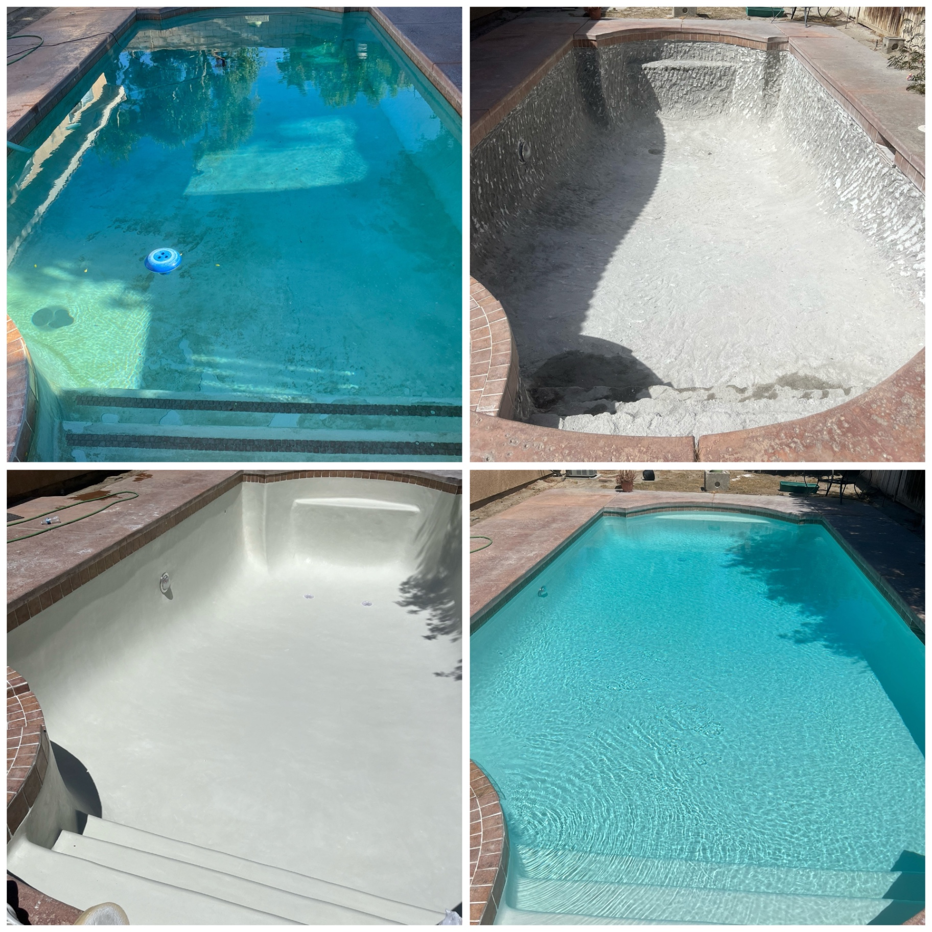 Pool Replaster before and after pool remodel