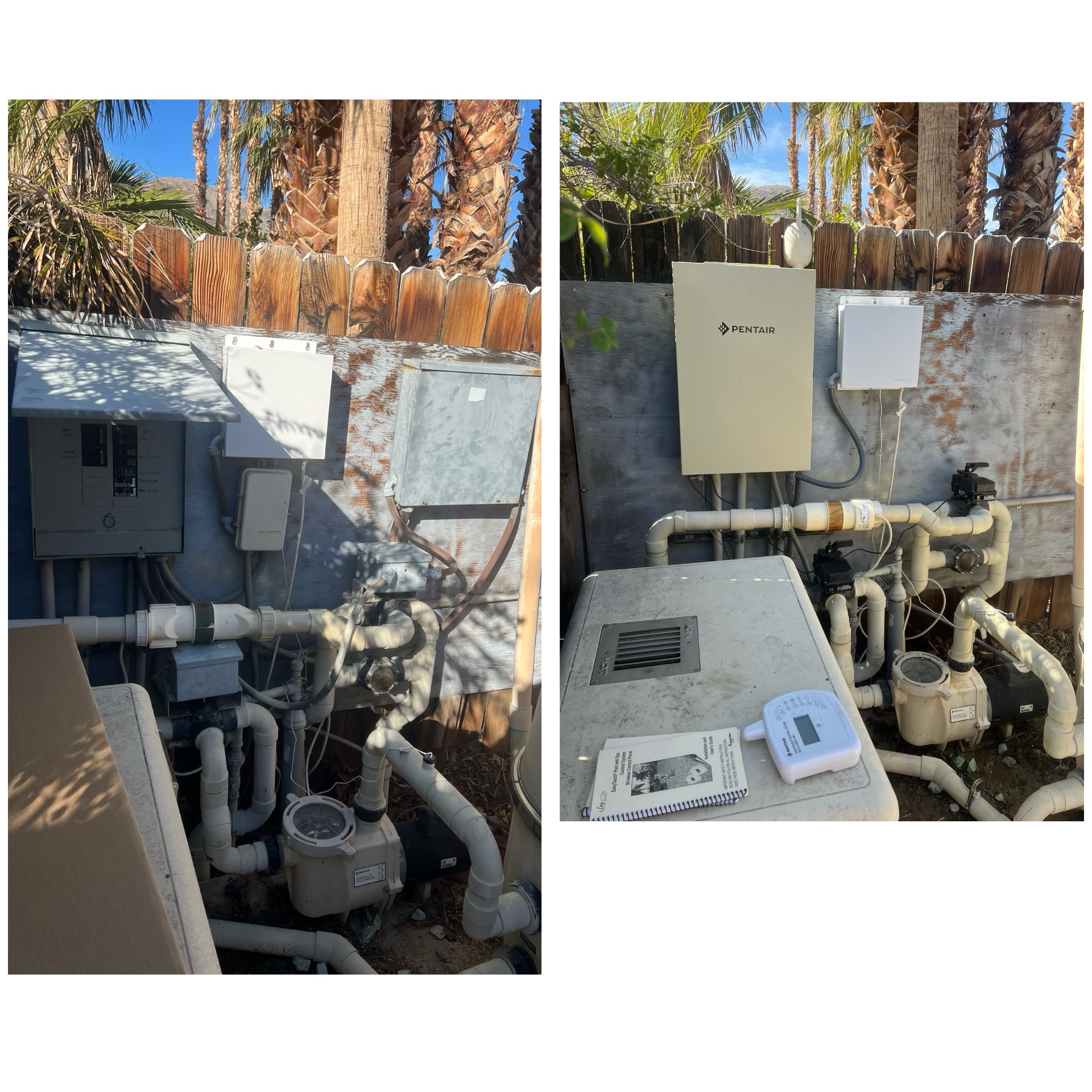 Equipment Pad Cleanup before and after pool equipment repair