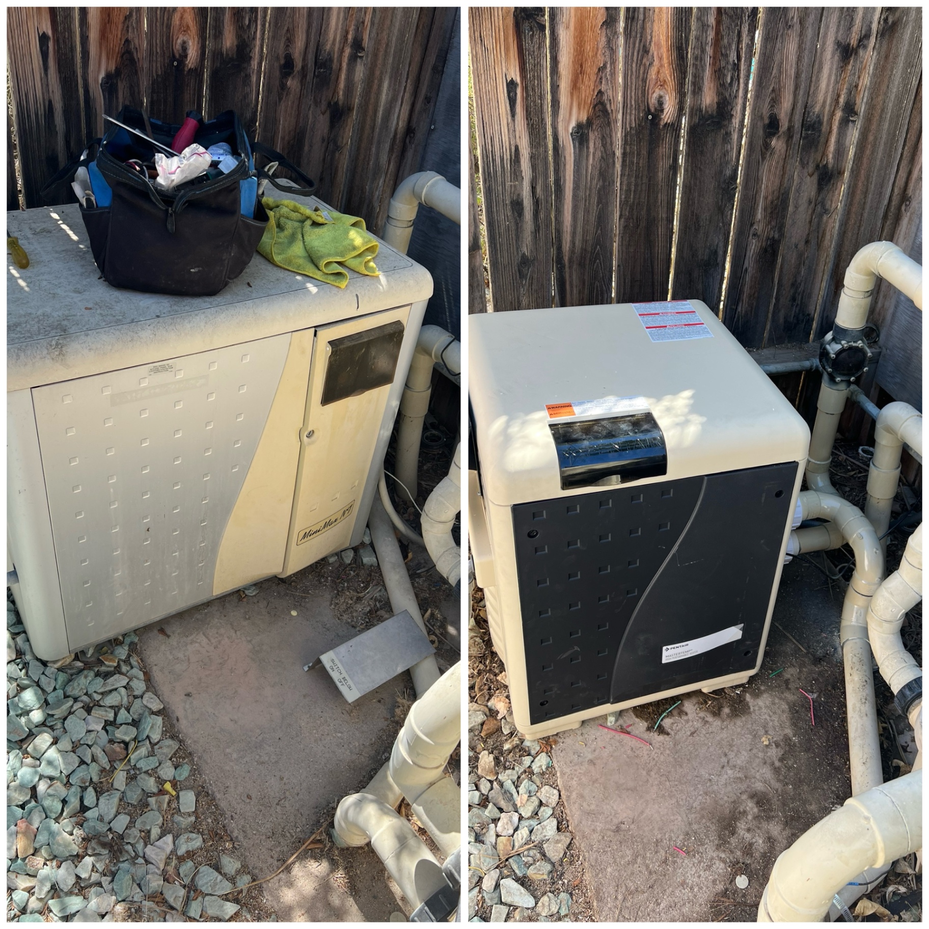 Heater Swap & Cleanup before and after pool equipment repair