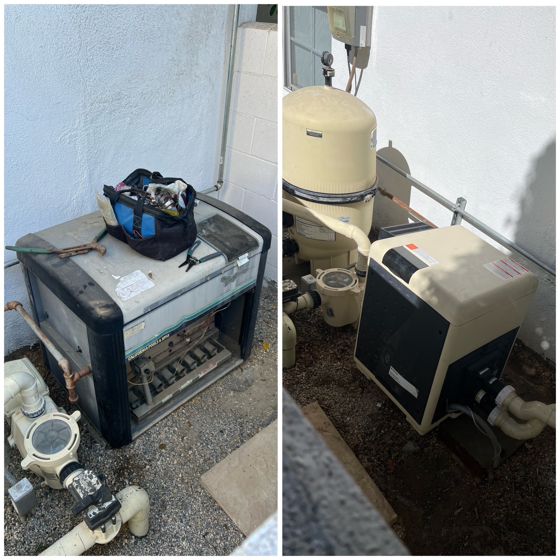 Heater System Upgrade before and after pool equipment repair