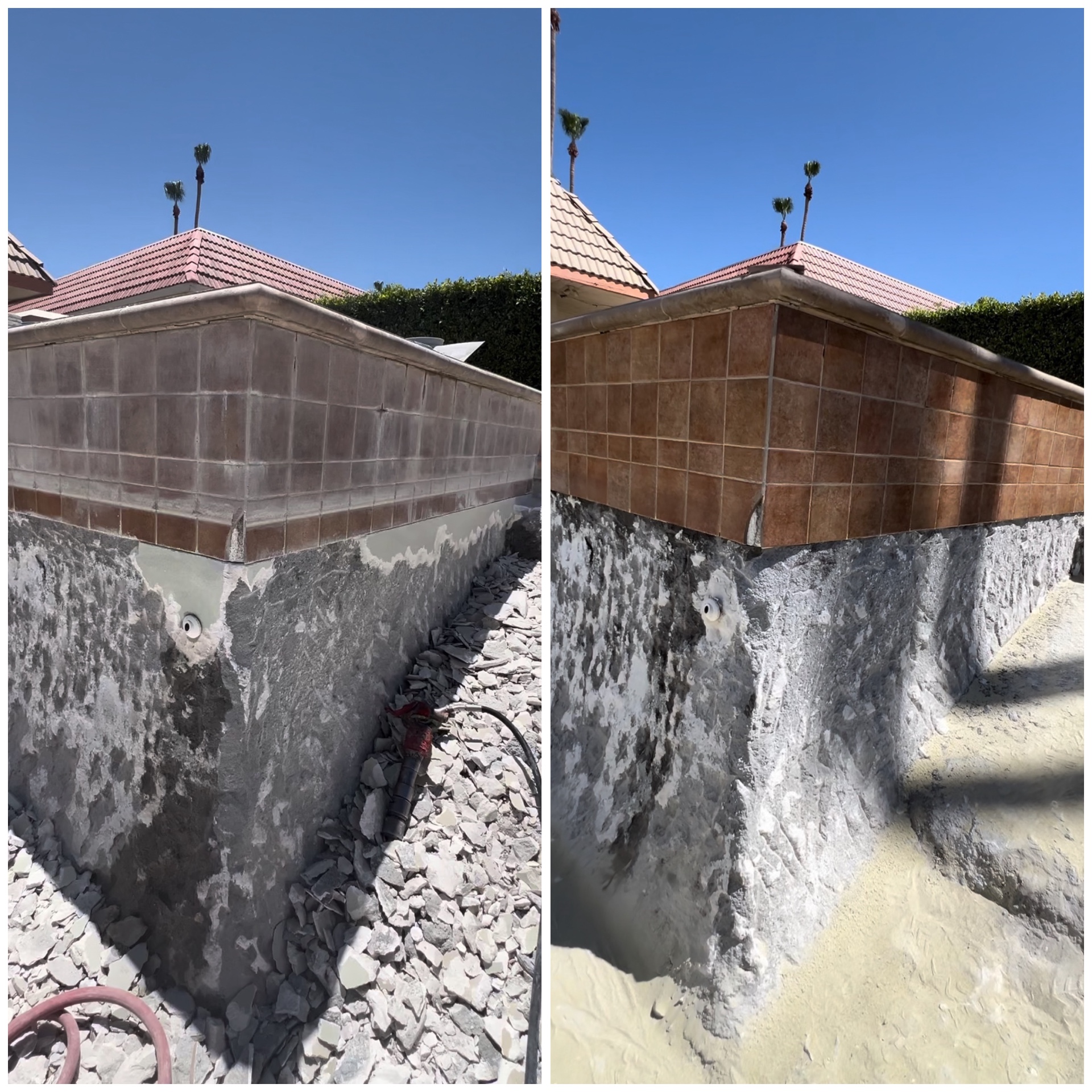 Waterline Calcium Removal before and after tile cleaning