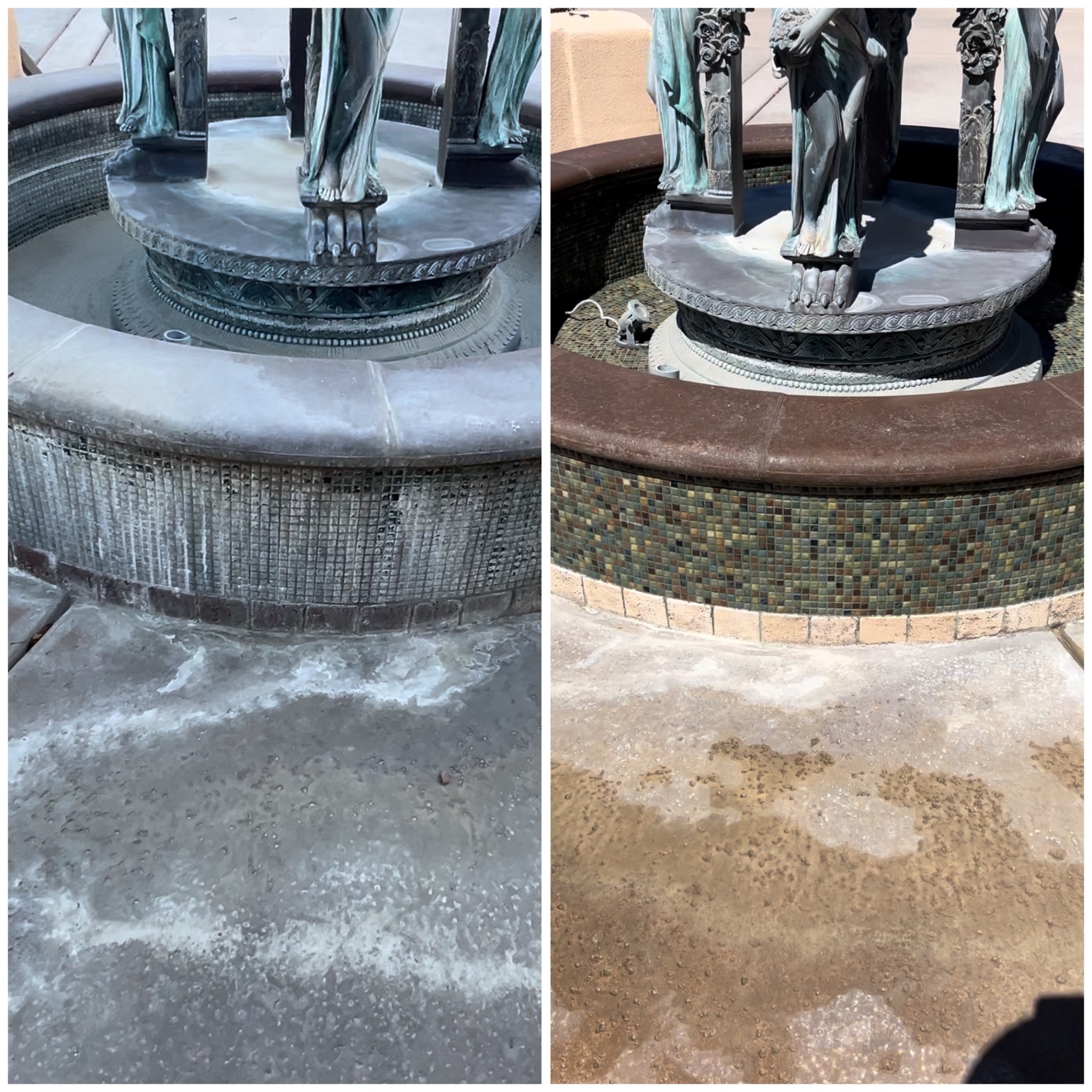 Fountain Mosaic Cleaning before and after tile cleaning